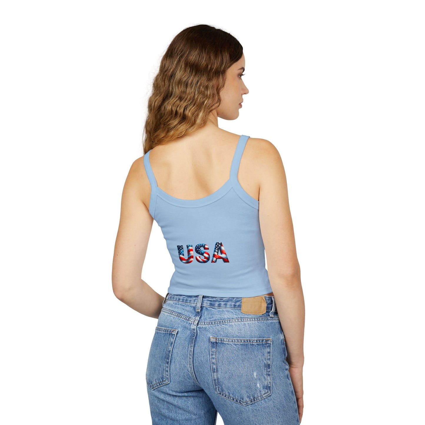 Princess Grace  USA Flag Women's Spaghetti Strap Tank Top  Patriotic Summer Wear