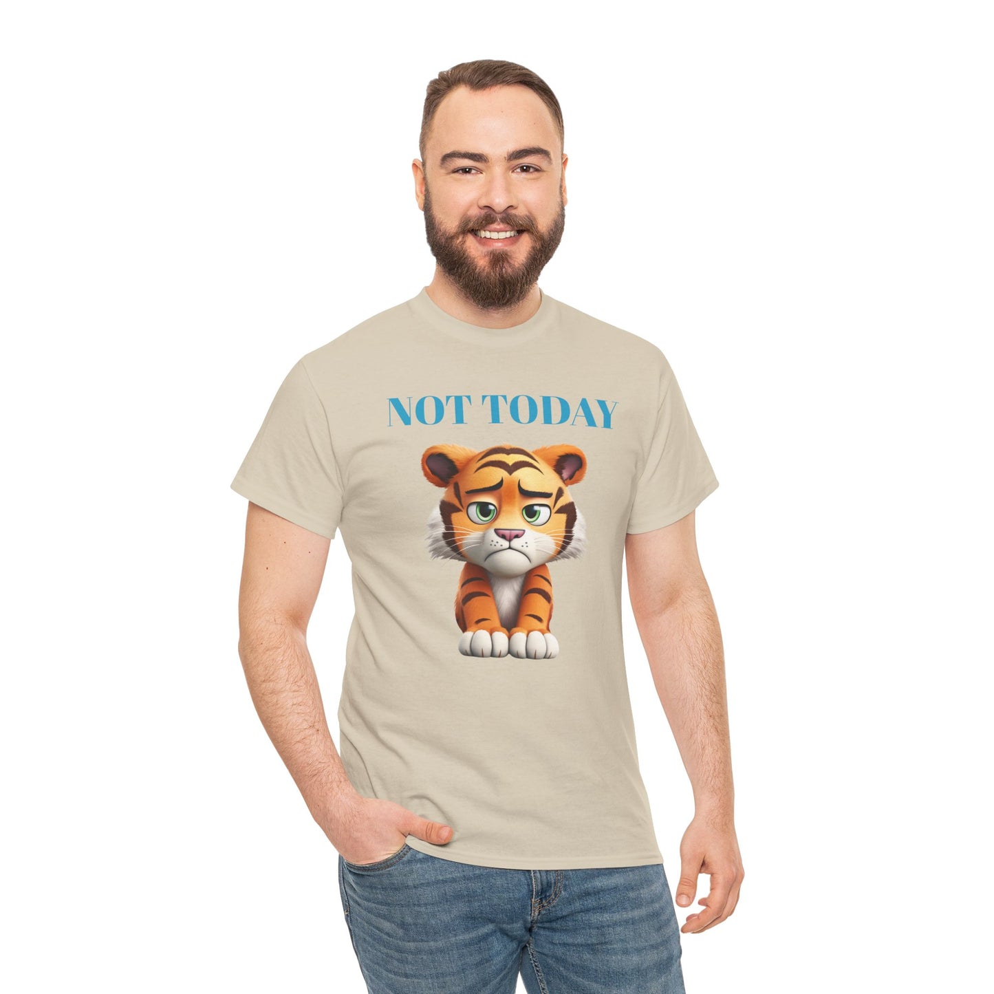 Princess Grace  Not Today Tiger Unisex Heavy Cotton Tee Casual Fun Cat Graphic Shirt