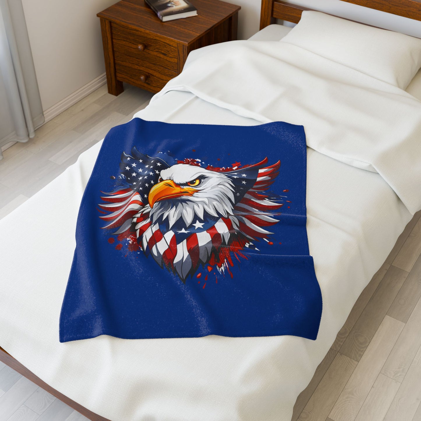 Princess Grace  American Eagle Velveteen Plush Blanket  Cozy Patriotic Decor for Home & Gifts