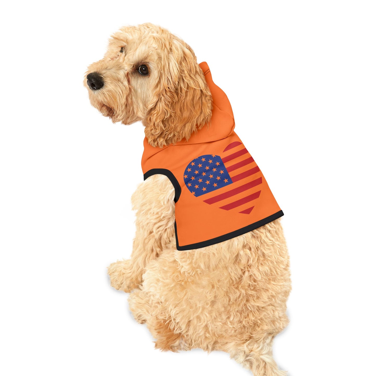 Princess Grace Patriotic Pet Hoodie USA Flag Heart Design for Stylish Dogs