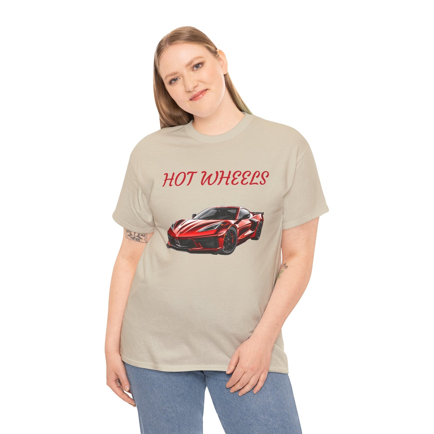 Princess Grace Red Corvette Unisex Heavy Cotton Tee Hot Wheels Racing Graphic Tee for Car Enthusiasts