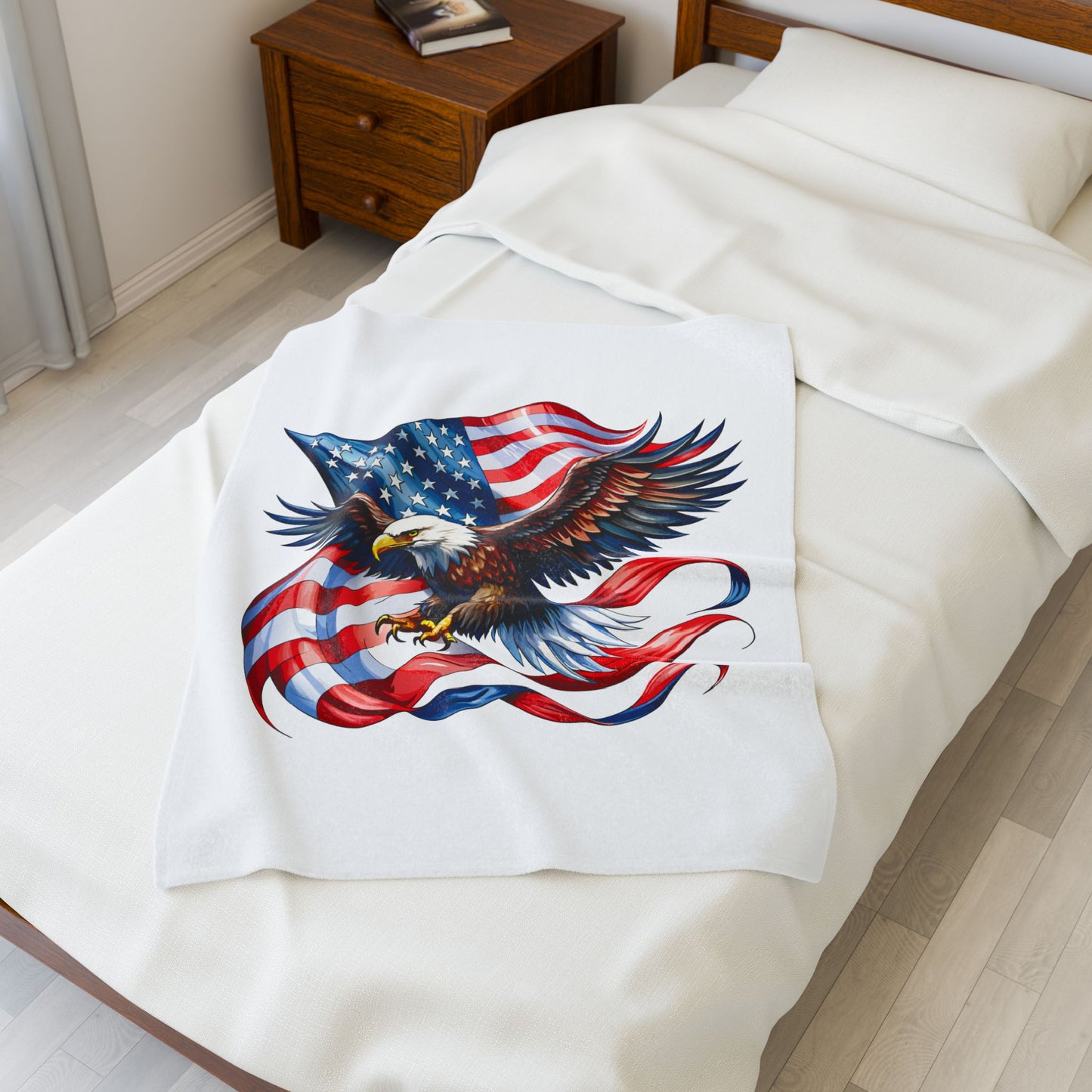 Princess Grace  Patriotic Eagle Velveteen Plush Blanket  Cozy USA Flag Throw for Independence Day and Memorial Day