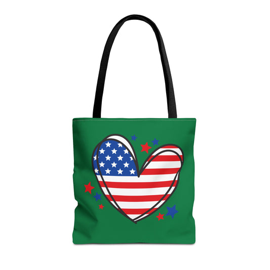 Princess Grace  Patriotic Heart Tote Bag Perfect for Independence Day and Everyday Use