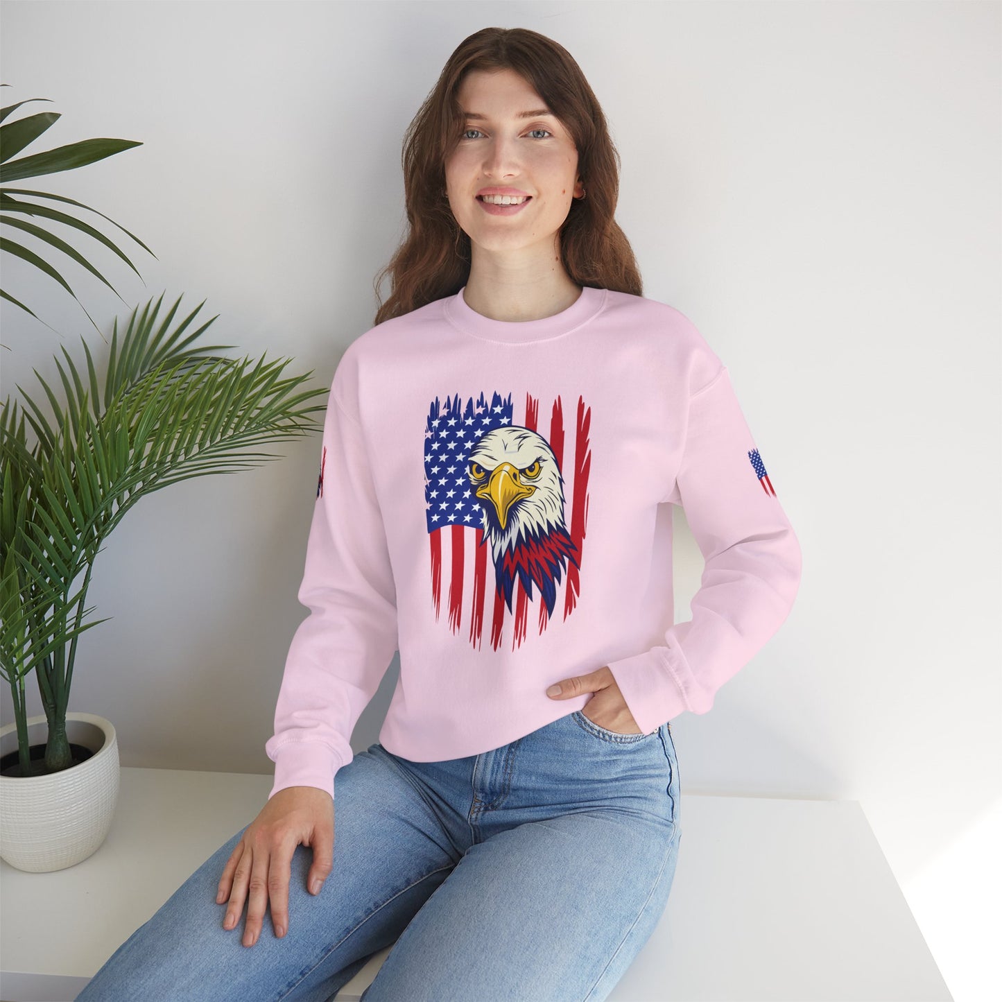 Princess Grace Patriotic Eagle Crewneck Sweatshirt Unisex Heavy Blend