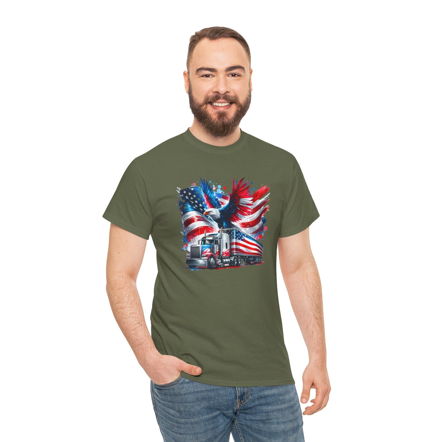 Princess Grace  Patriotic Eagle Truck Unisex Heavy Cotton Tee