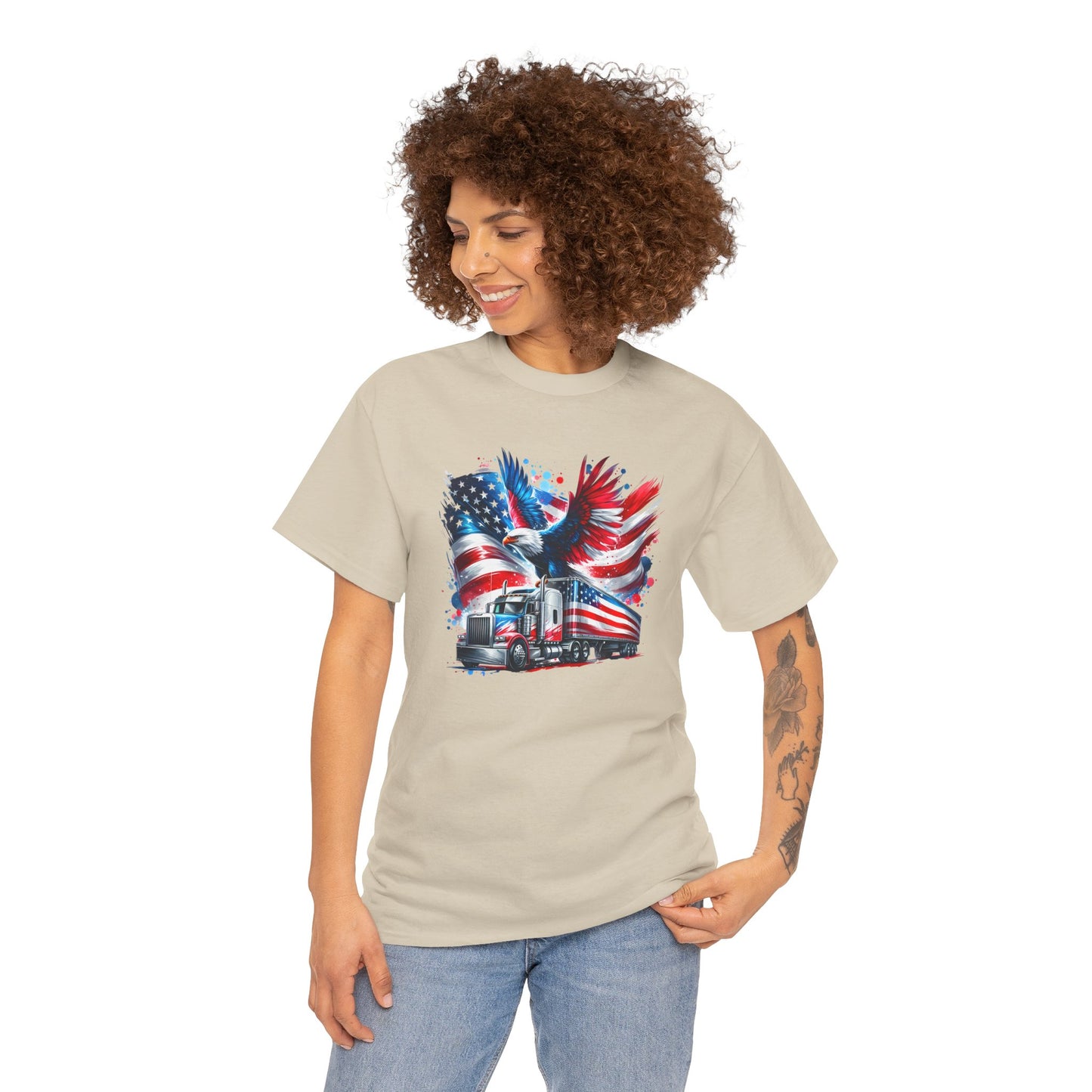 Princess Grace  Patriotic Eagle Truck Unisex Heavy Cotton Tee