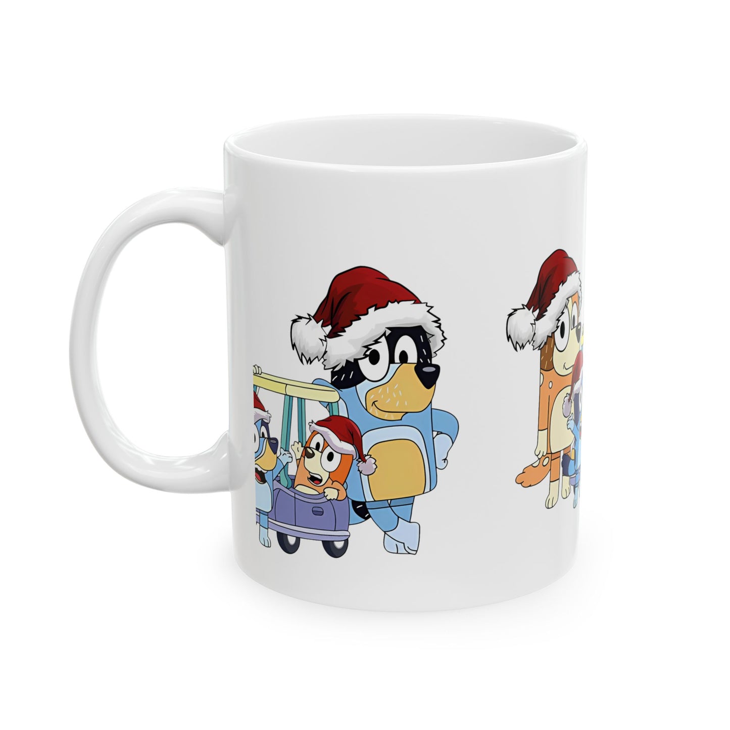 Princess Grace Festive Dog Family Ceramic Mug - 11oz/15oz Christmas Coffee Cup