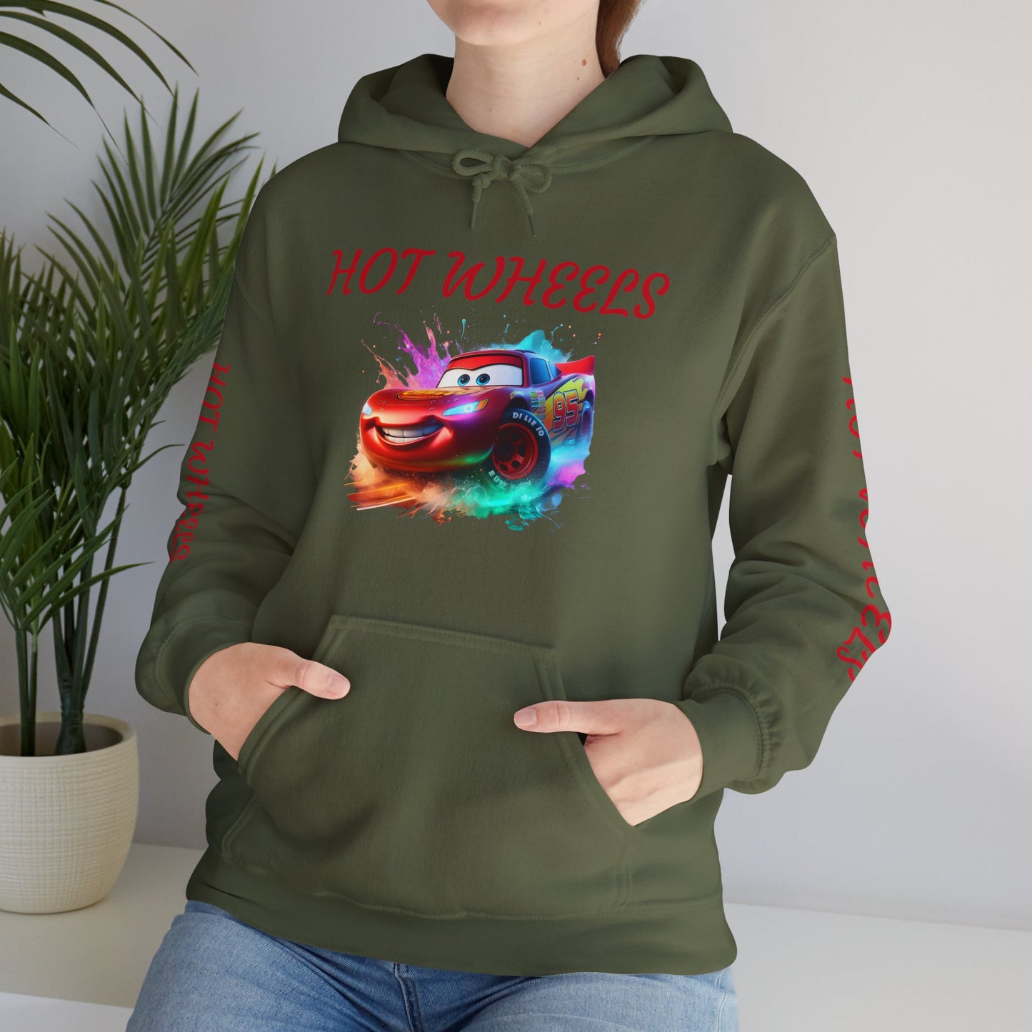 Princess Grace  Hot Wheels Unisex Heavy Blend Hooded Sweatshirt Fun and Colorful Racing Design