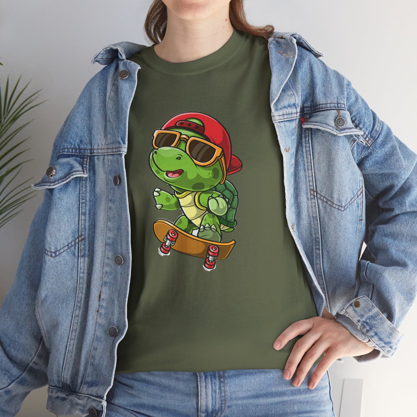 Princess Grace  Cool Skateboarding Turtle Unisex Heavy Cotton Tee