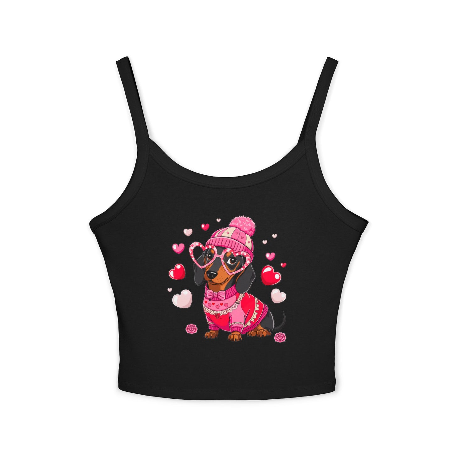 Princess Grace  Cute Dachshund Love Women's Spaghetti Strap Tank Top