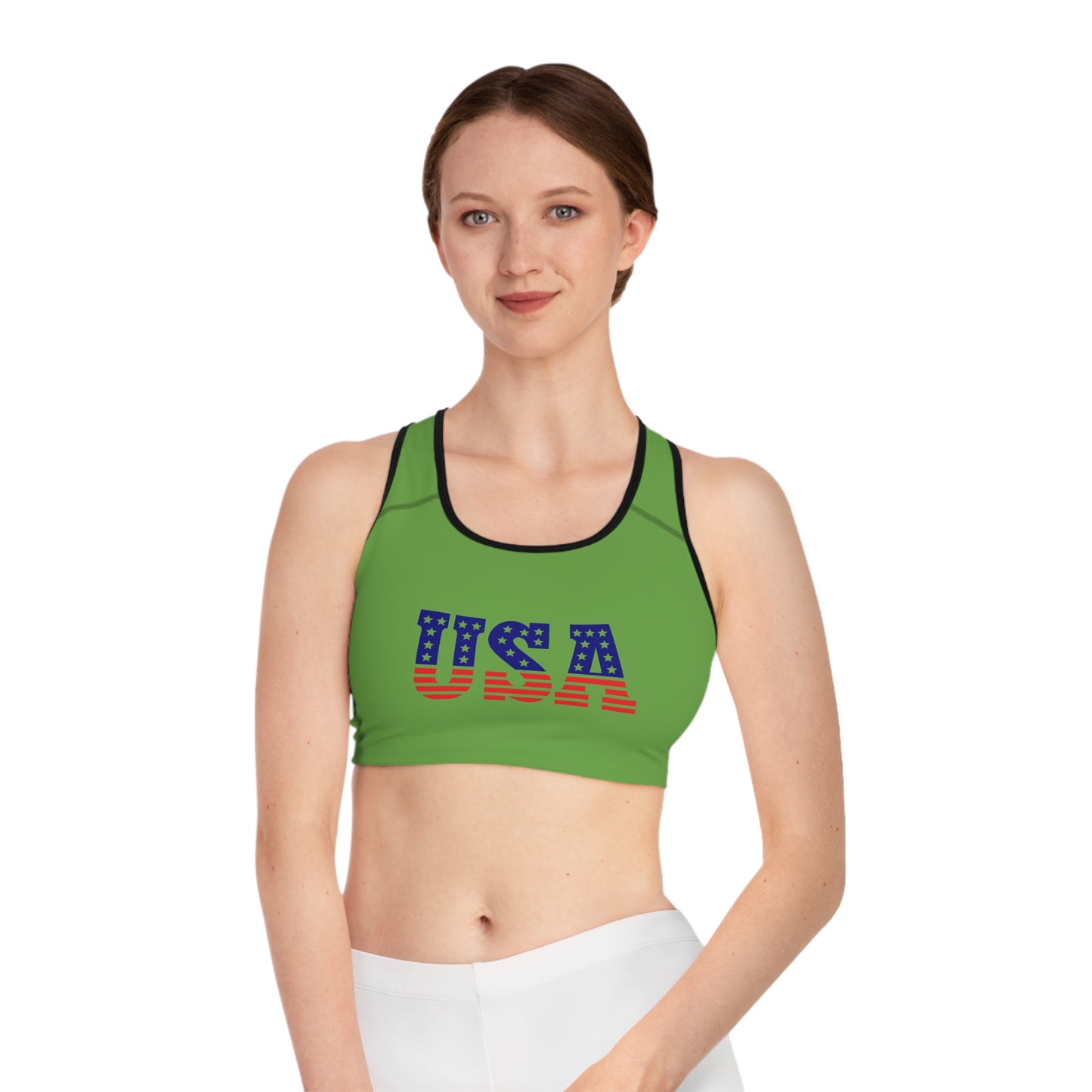 Princess Grace  USA-Themed Sports Bra  Perfect for Fitness Lovers and Patriotic Celebrations