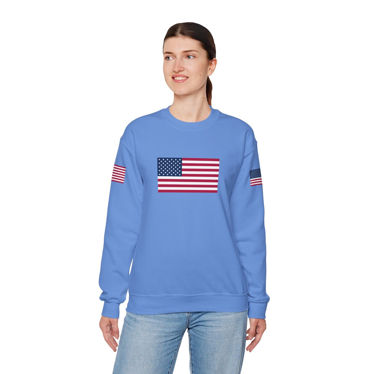 Princess Grace  Patriotic Unisex Crewneck Sweatshirt with American Flags