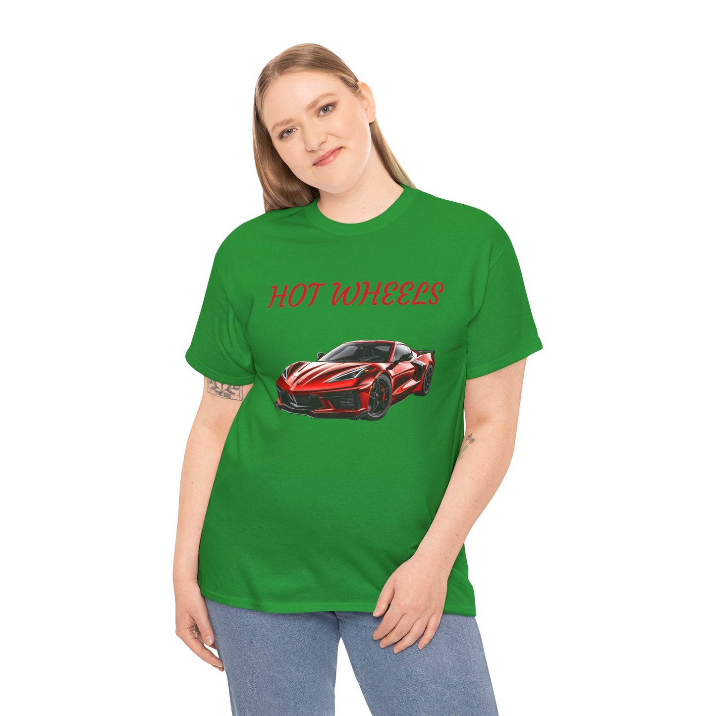 Princess Grace Red Corvette Unisex Heavy Cotton Tee Hot Wheels Racing Graphic Tee for Car Enthusiasts