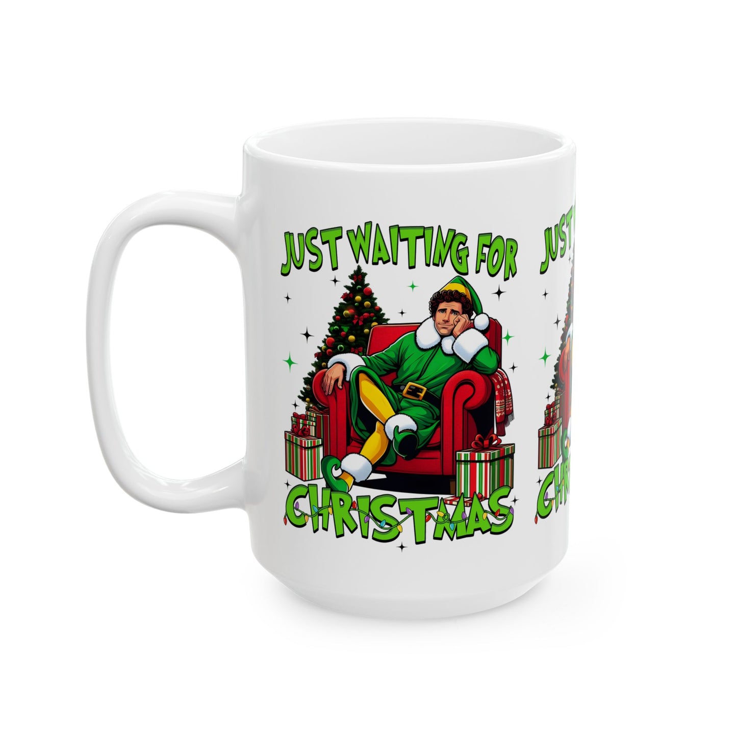 Princess Grace Funny Christmas Ceramic Mug   'Just Waiting for Christmas'