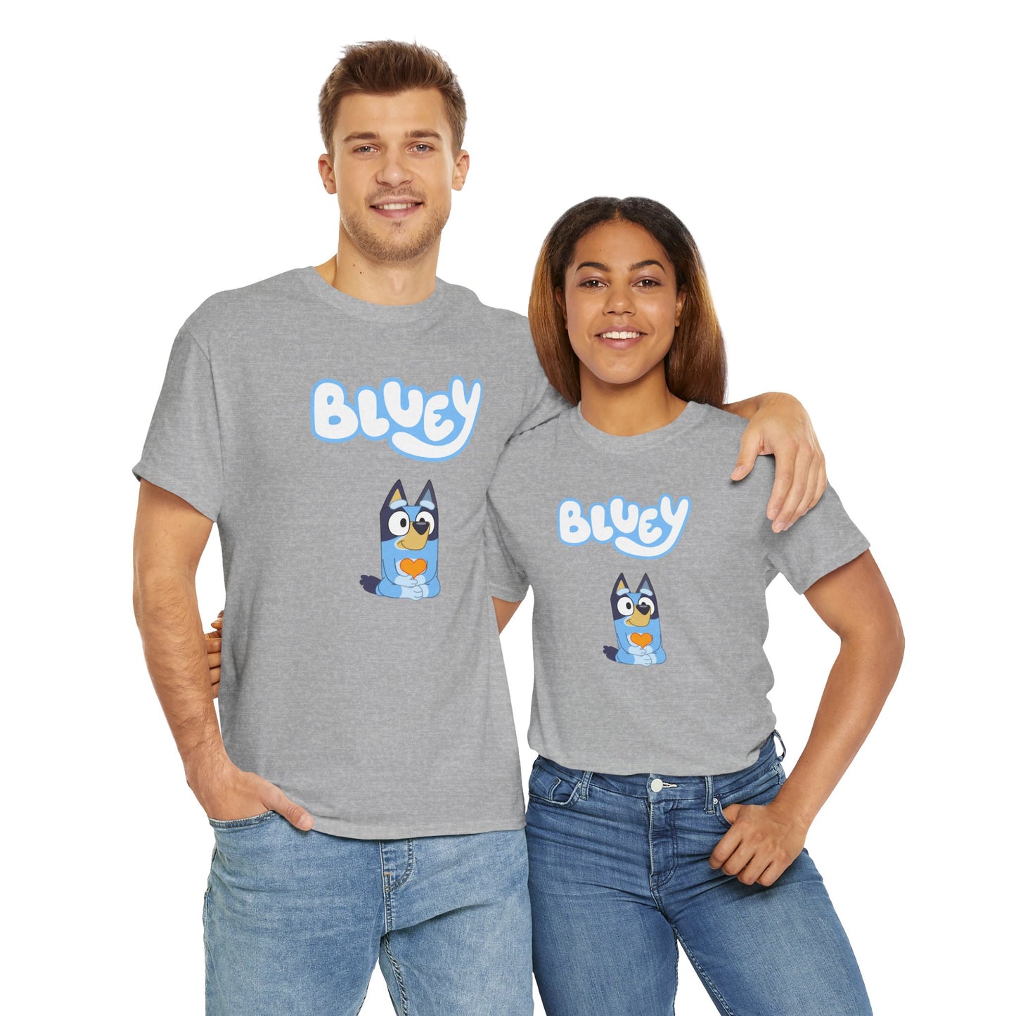 Princess Grace  Bluey Unisex Heavy Cotton Tee  Comfortable Cartoon T-Shirt for Kids and Adults
