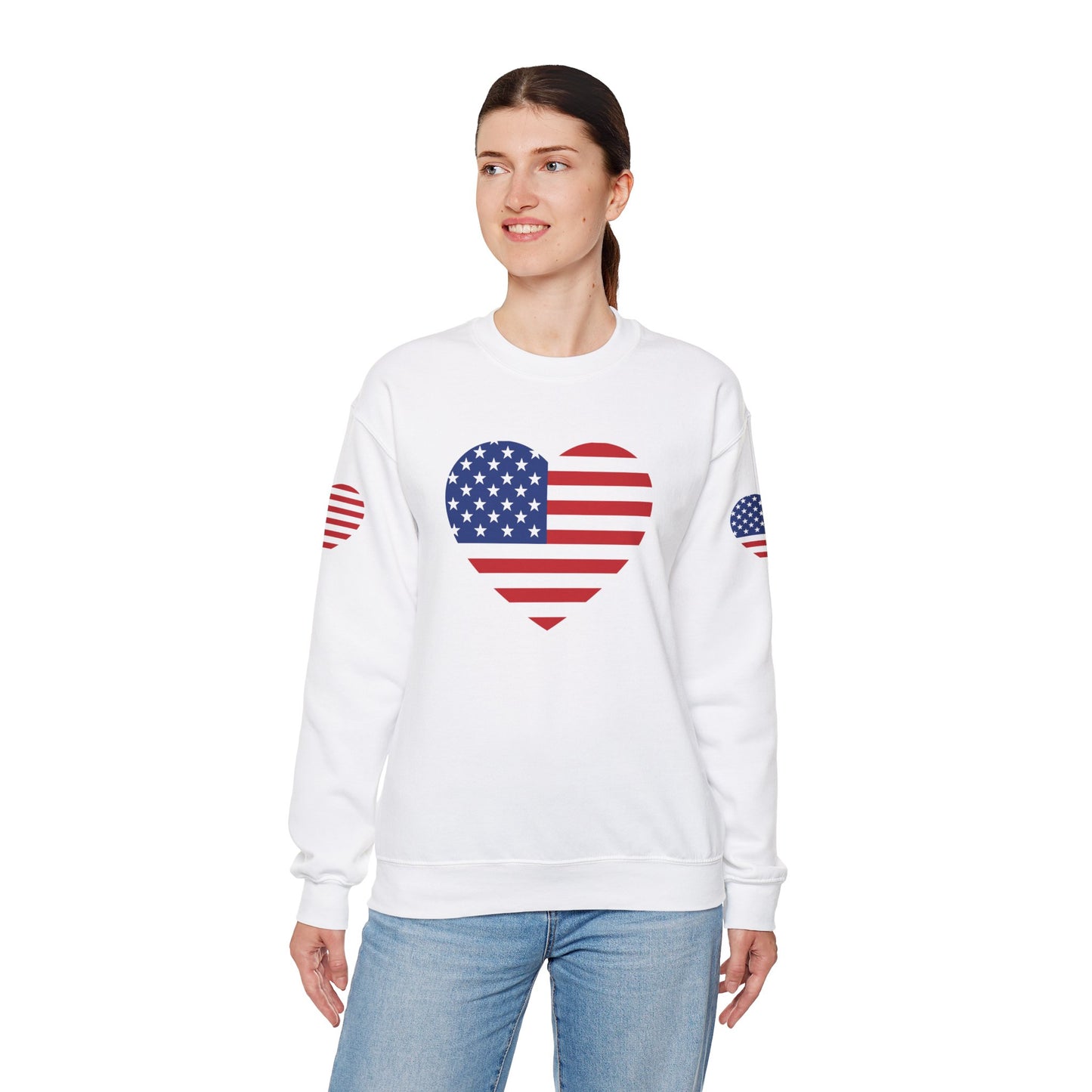 Princess Grace USA Heart Unisex Crewneck Sweatshirt Cozy American Pride