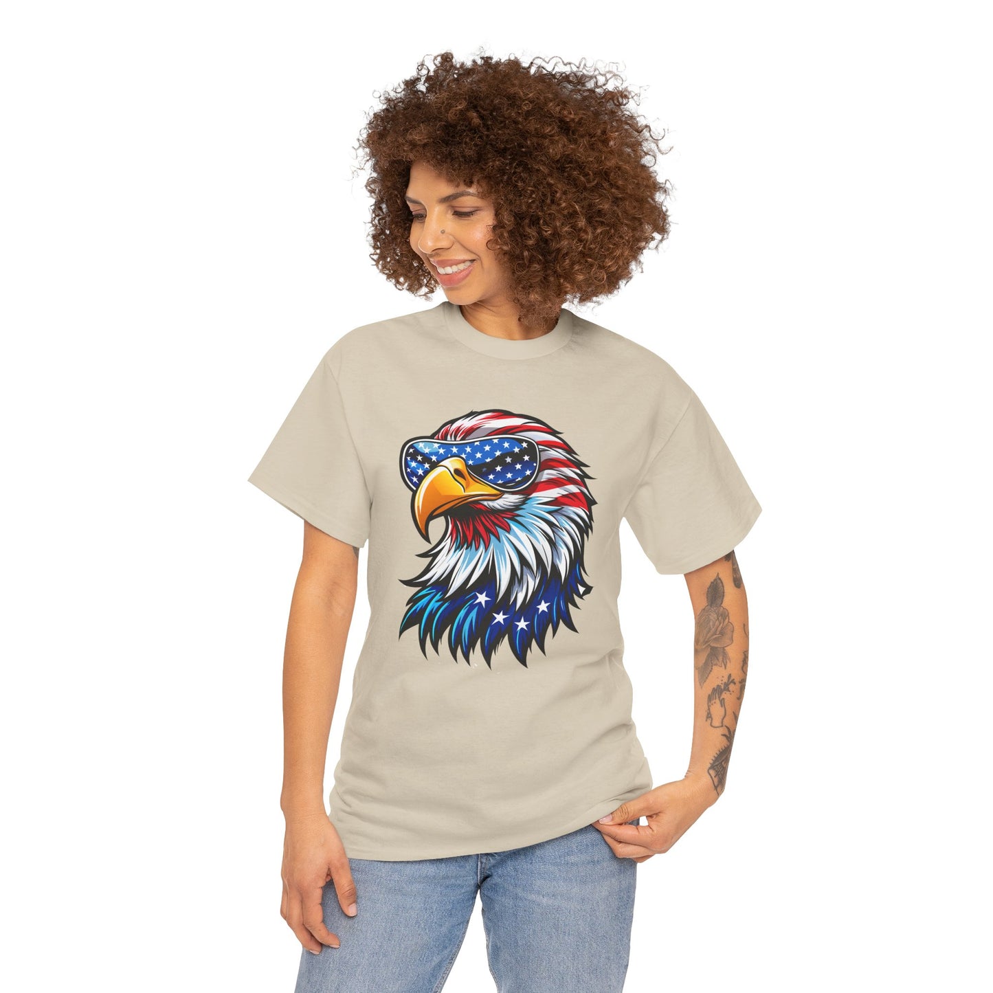 Princess Grace  Patriotic Eagle Unisex Heavy Cotton Tee 4th of July Spirit