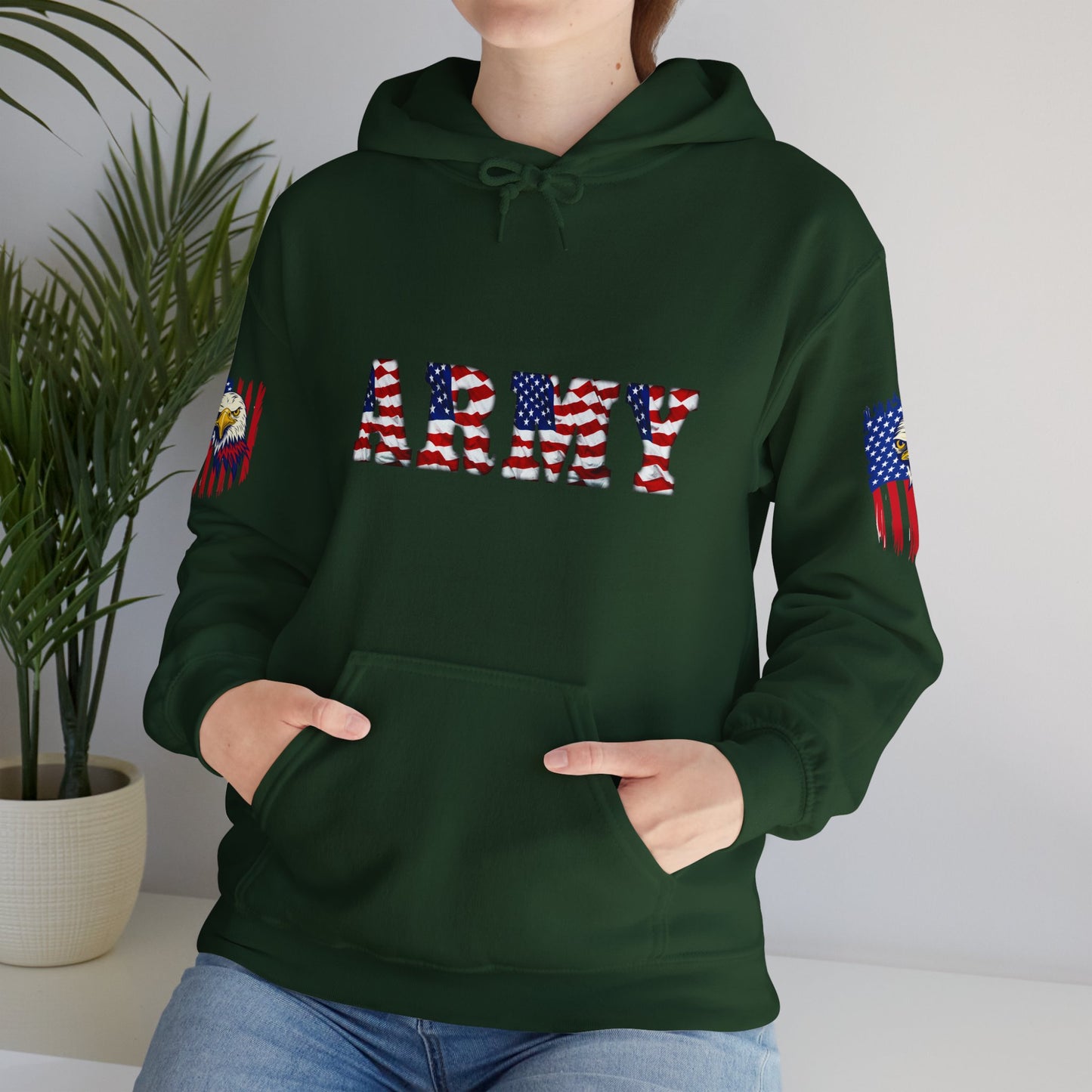 Princess Grace  Patriotic Army Eagle Hoodie  Unisex Heavy Blend Sweatshirt