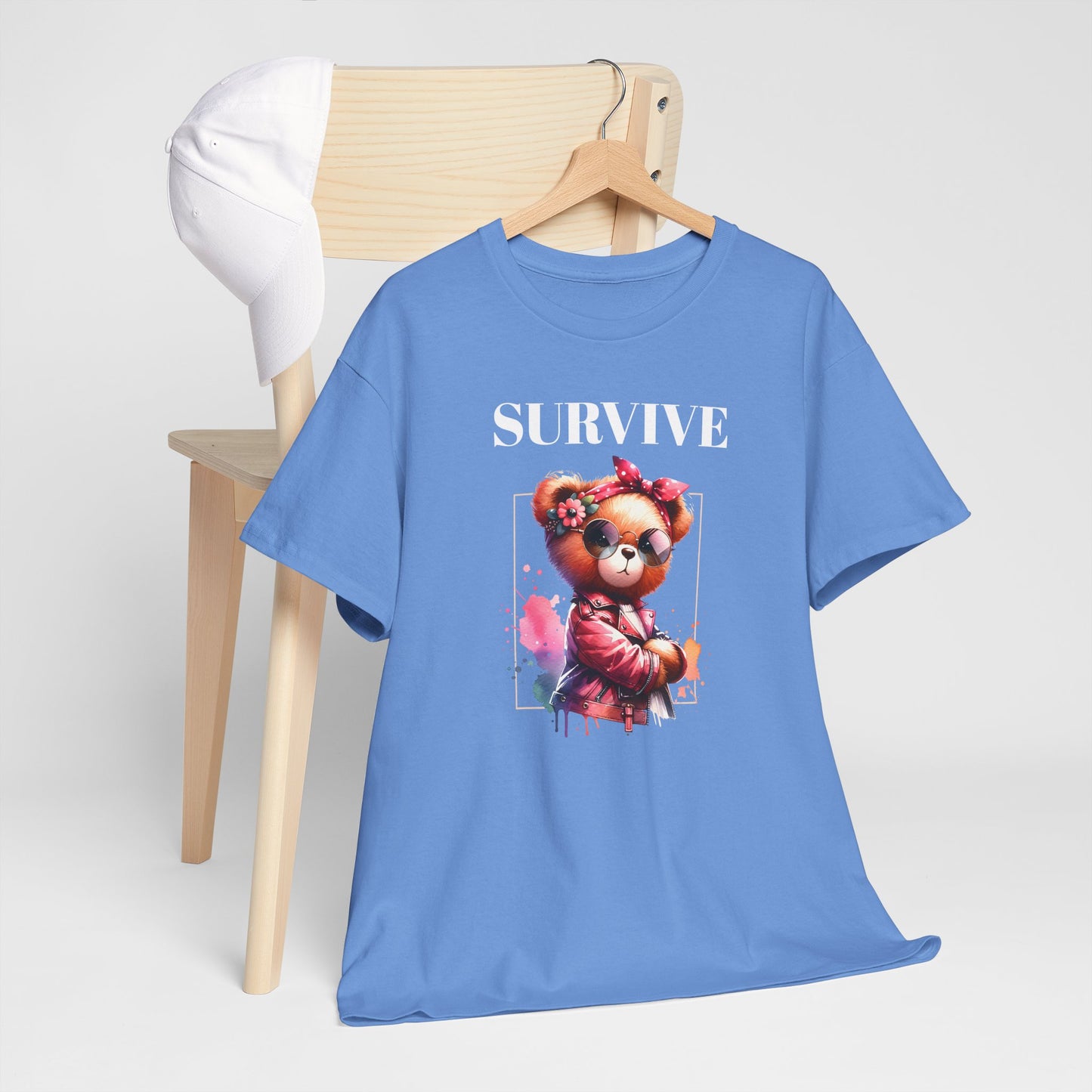 Princess Grace  Survive Bear Graphic Unisex Heavy Cotton Tee  Cute & Trendy T-Shirt