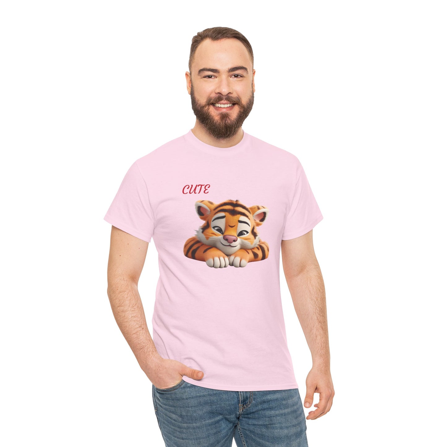 Princess Grace  Cute Tiger Graphic Unisex Heavy Cotton Tee  Perfect for Animal Lovers and Everyday Comfort