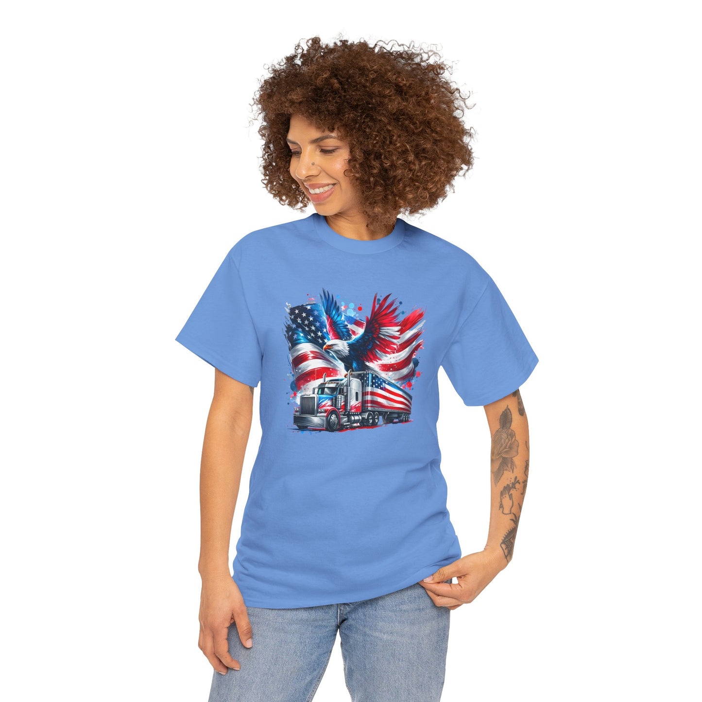 Princess Grace  Patriotic Eagle Truck Unisex Heavy Cotton Tee