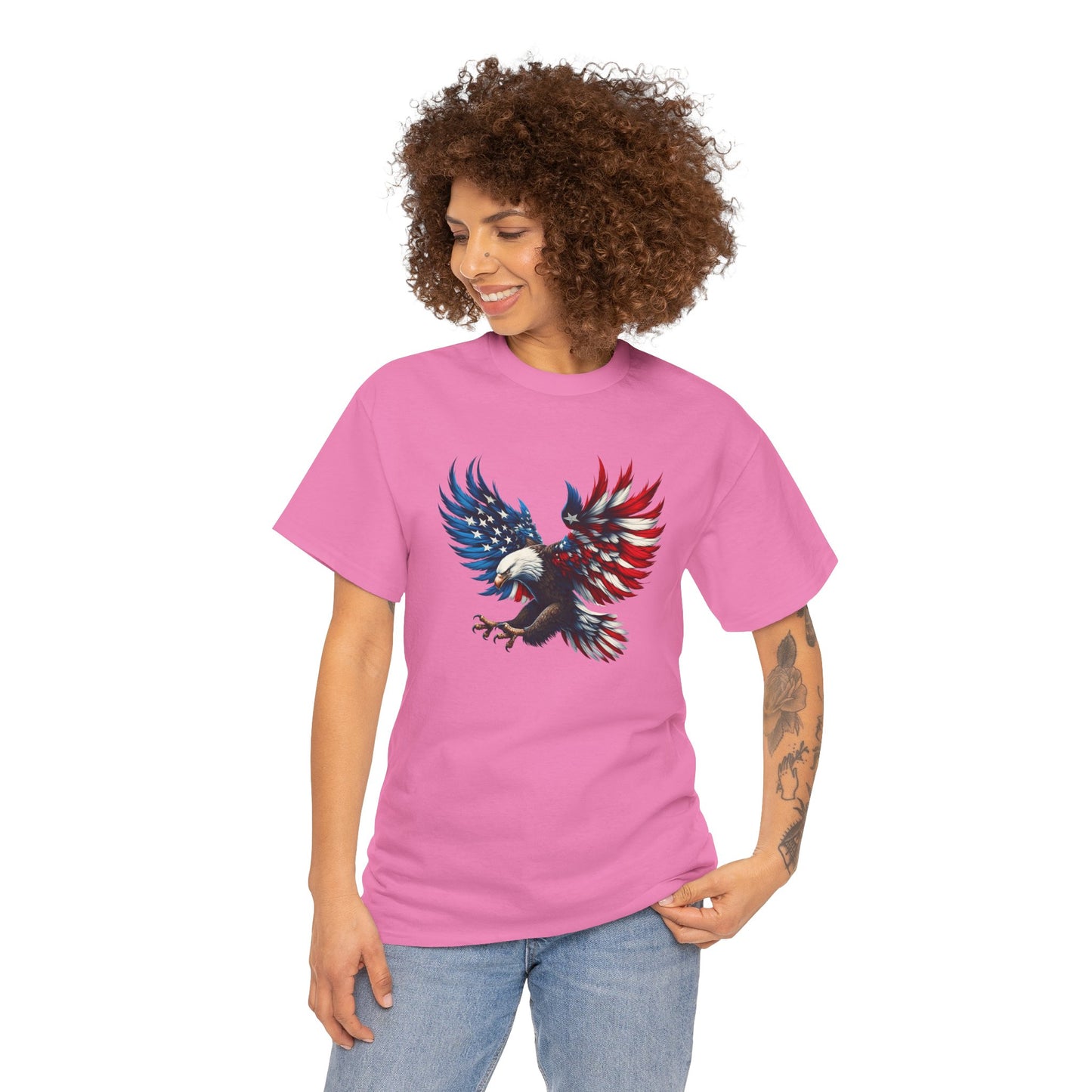 Princess Grace  Patriotic Eagle Unisex Heavy Cotton Tee  Bold USA Graphic Shirt