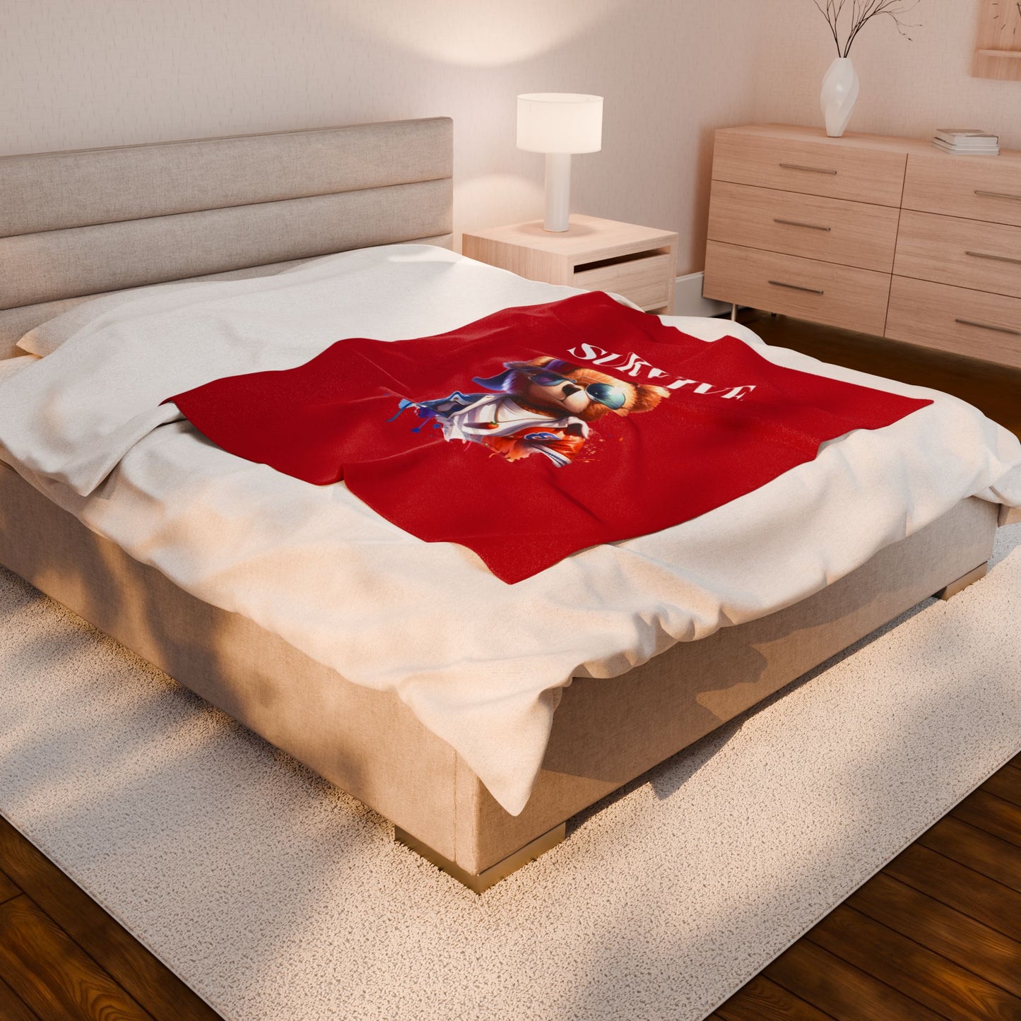 Princess Grace  Cozy Survive Bear Velveteen Plush Blanket