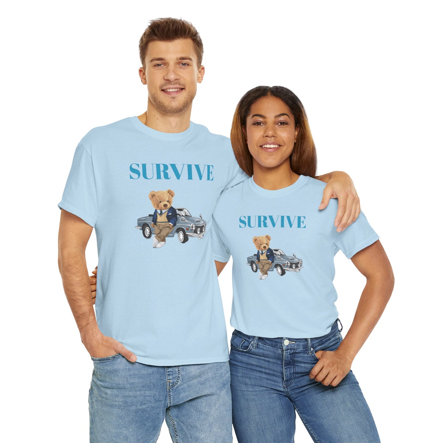 Princess Grace  Survive Bear Unisex Heavy Cotton Tee  Casual Comfort for Animal Lovers