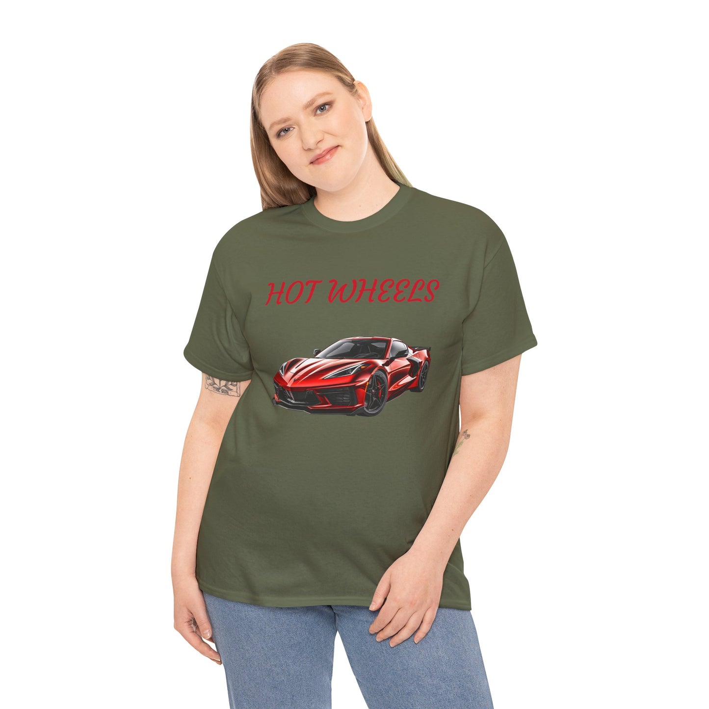 Princess Grace Red Corvette Unisex Heavy Cotton Tee Hot Wheels Racing Graphic Tee for Car Enthusiasts