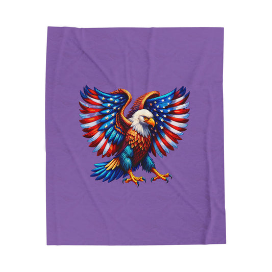 Princess Grace  Patriotic Eagle Velveteen Plush Blanket  Cozy Americana Home Decor