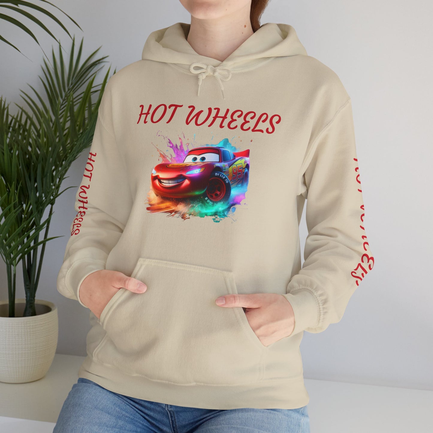 Princess Grace  Hot Wheels Unisex Heavy Blend Hooded Sweatshirt Fun and Colorful Racing Design