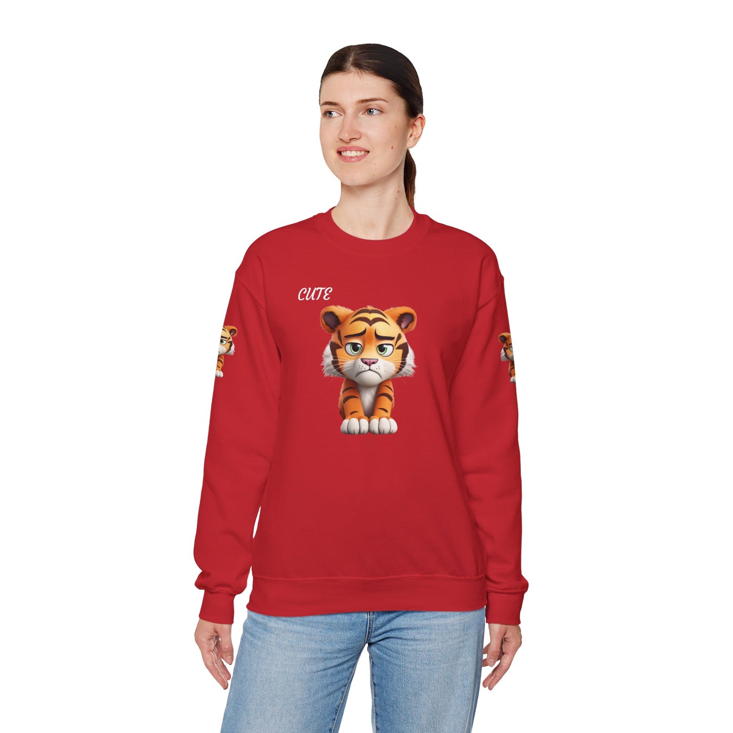 Princess Grace  Cute Tiger Graphic Unisex Crewneck Sweatshirt for Animal Lovers