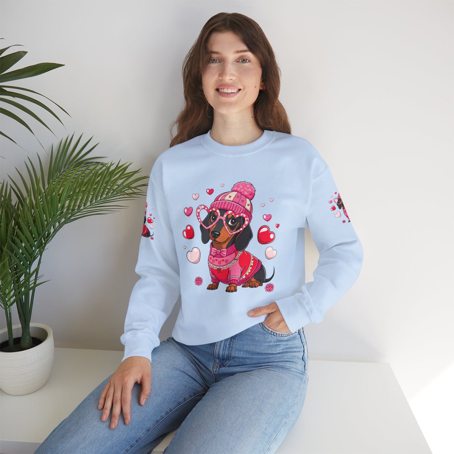 Princess Grace  Cute Dachshund Love Sweatshirt Cozy Unisex Crewneck for Pet Lovers