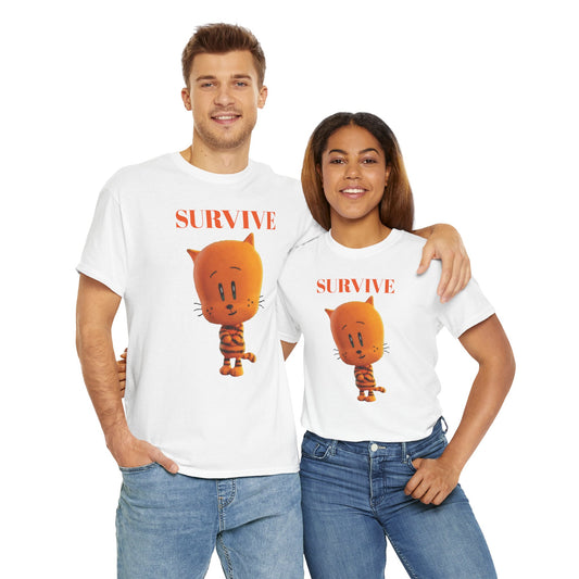 Princess Grace  Survive Themed Unisex Heavy Cotton Tee  Cute Cartoon Cat Design