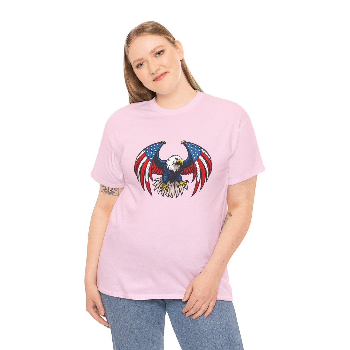 Princess Grace  Patriotic Eagle Unisex Heavy Cotton Tee 4th of July Graphic T-Shirt