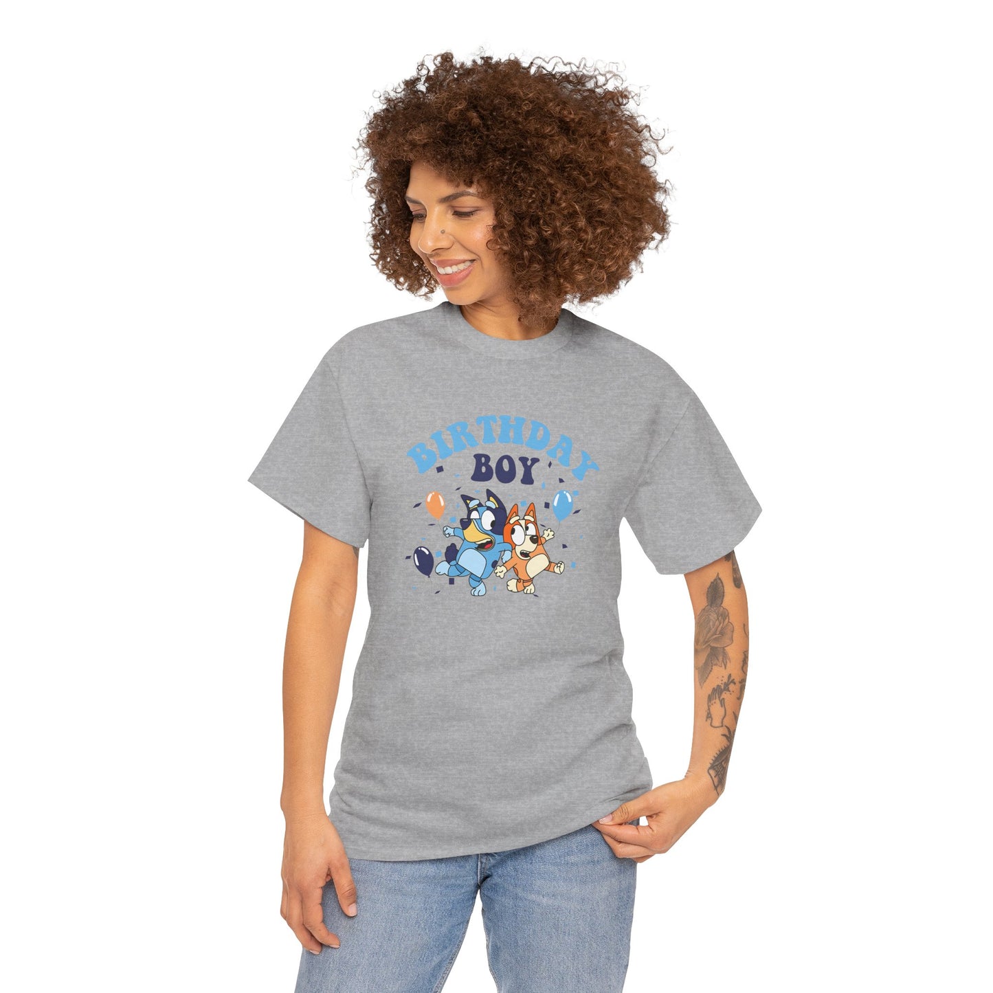 Princess Grace  Bluey  Birthday Boy Unisex Heavy Cotton Tee  Fun Celebration Shirt for Kids
