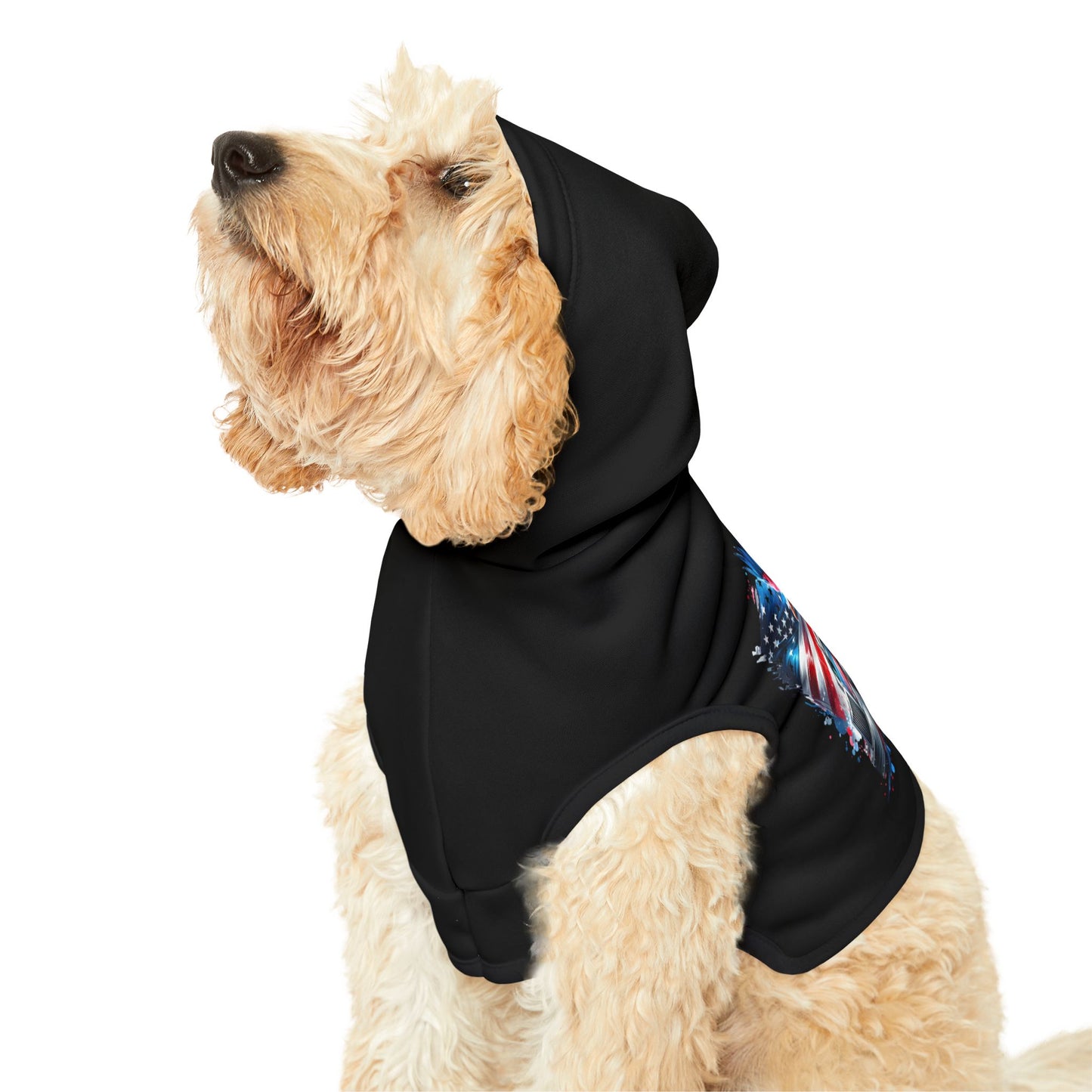 Princess Grace Patriotic Pet Hoodie with American Eagle and Truck Design