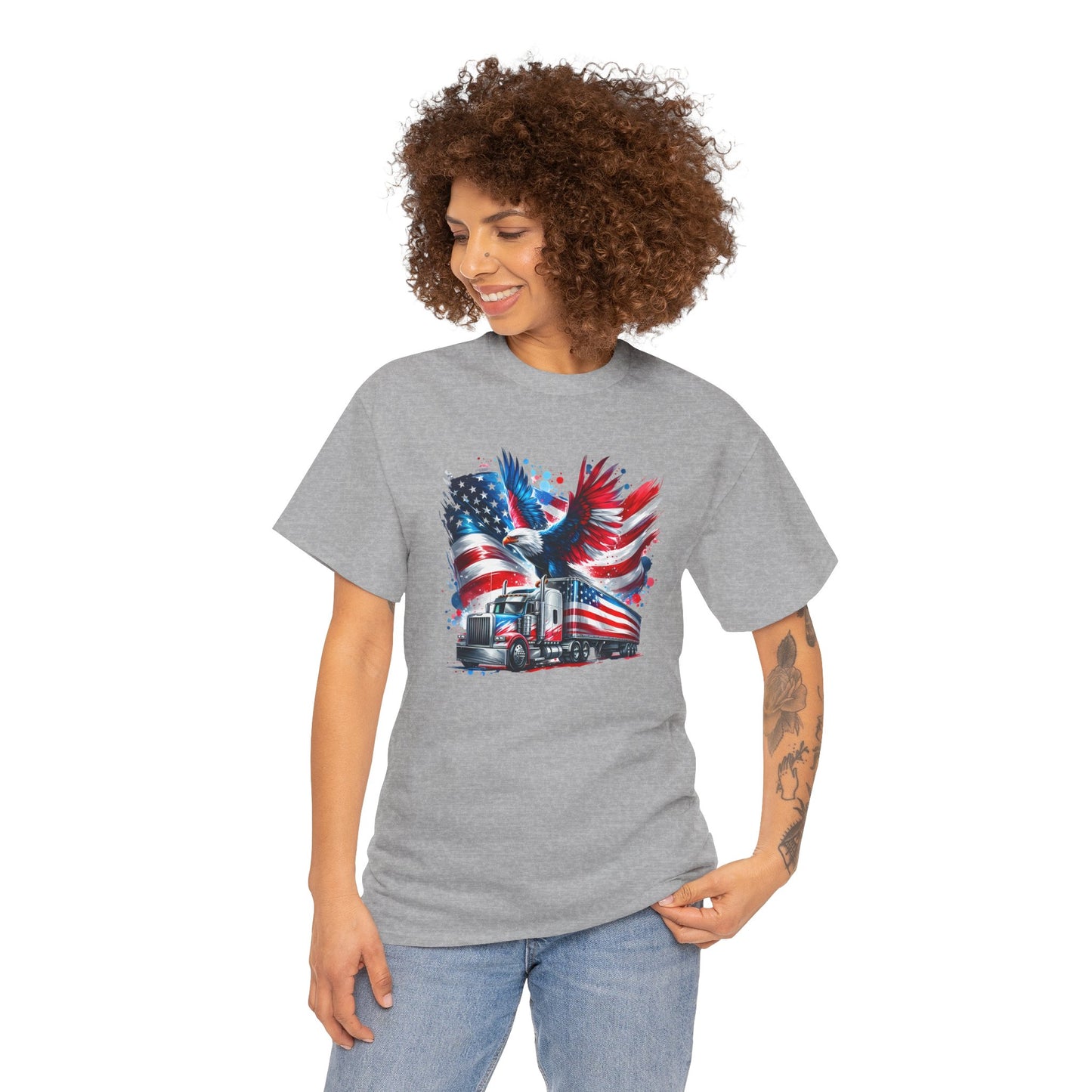 Princess Grace  Patriotic Eagle Truck Unisex Heavy Cotton Tee