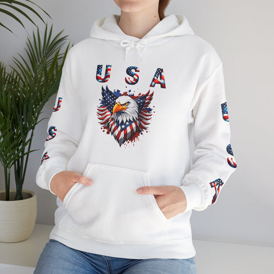 Princess Grace  Patriotic USA Eagle Hooded Sweatshirt Unisex Heavy Blend