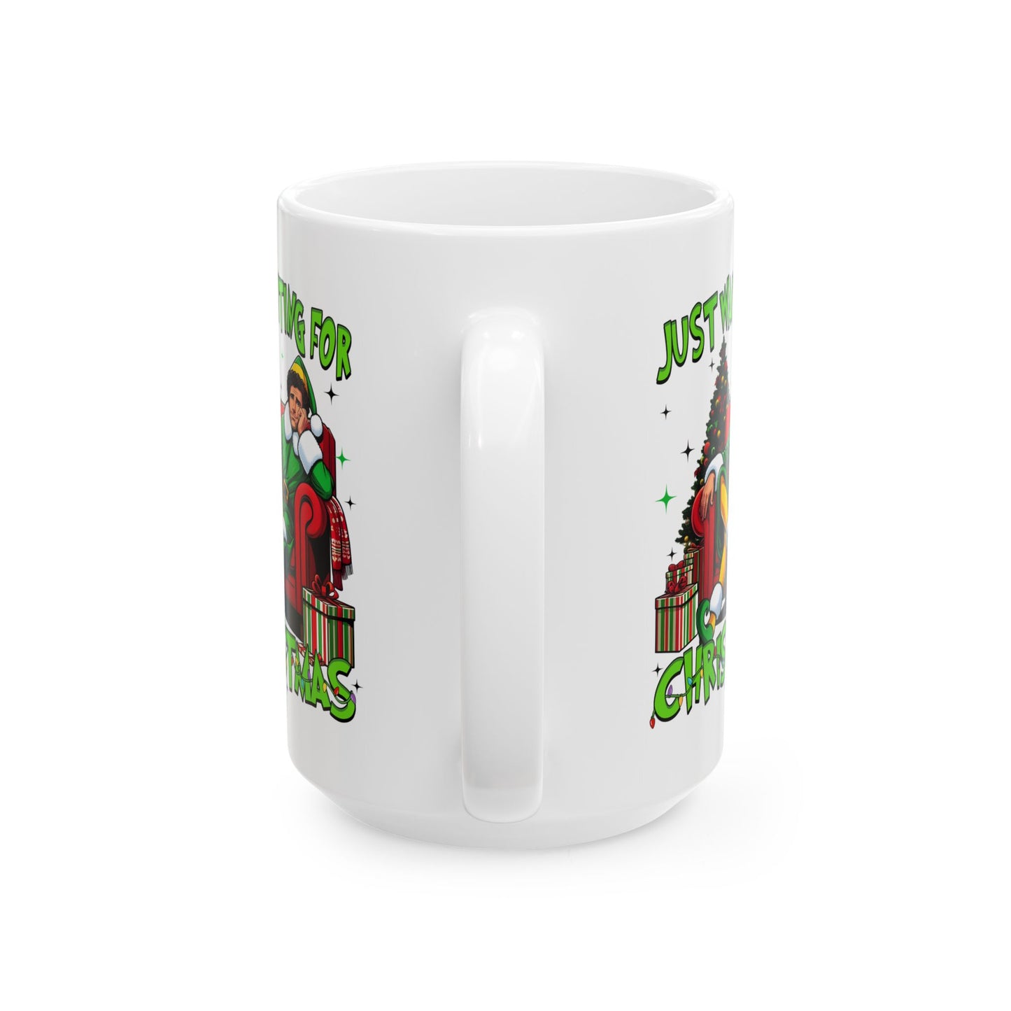 Princess Grace Funny Christmas Ceramic Mug   'Just Waiting for Christmas'