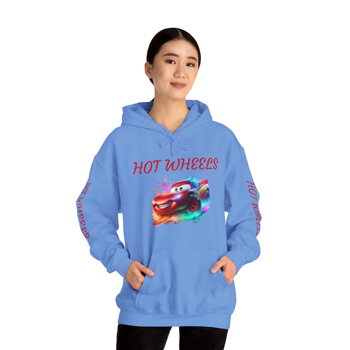 Princess Grace  Hot Wheels Unisex Heavy Blend Hooded Sweatshirt Fun and Colorful Racing Design