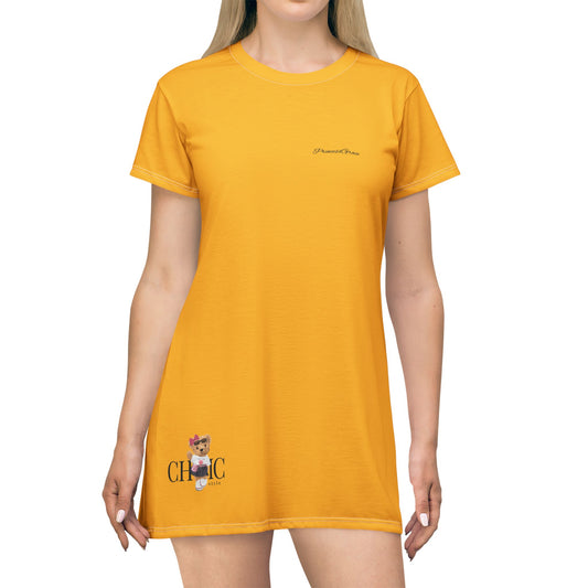 Princess Grace  Chic & Cute Yellow T-Shirt Dress for Casual Summer Style