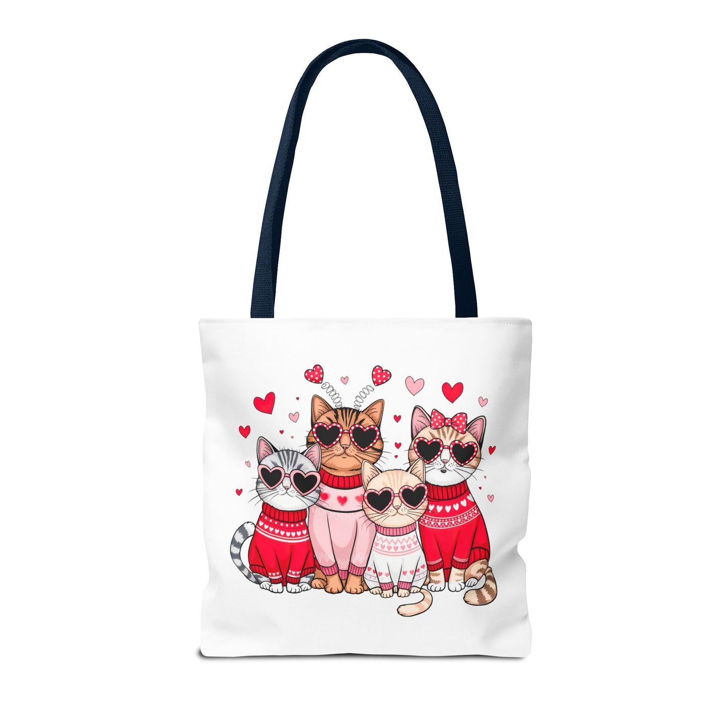 Princess Grace  Cute Cat Lover Tote Bag Stylish and Playful Red Heart Design