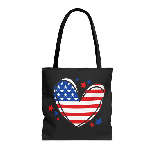 Princess Grace  Patriotic Heart Tote Bag  USA Flag Design for Holidays & Everyday Use