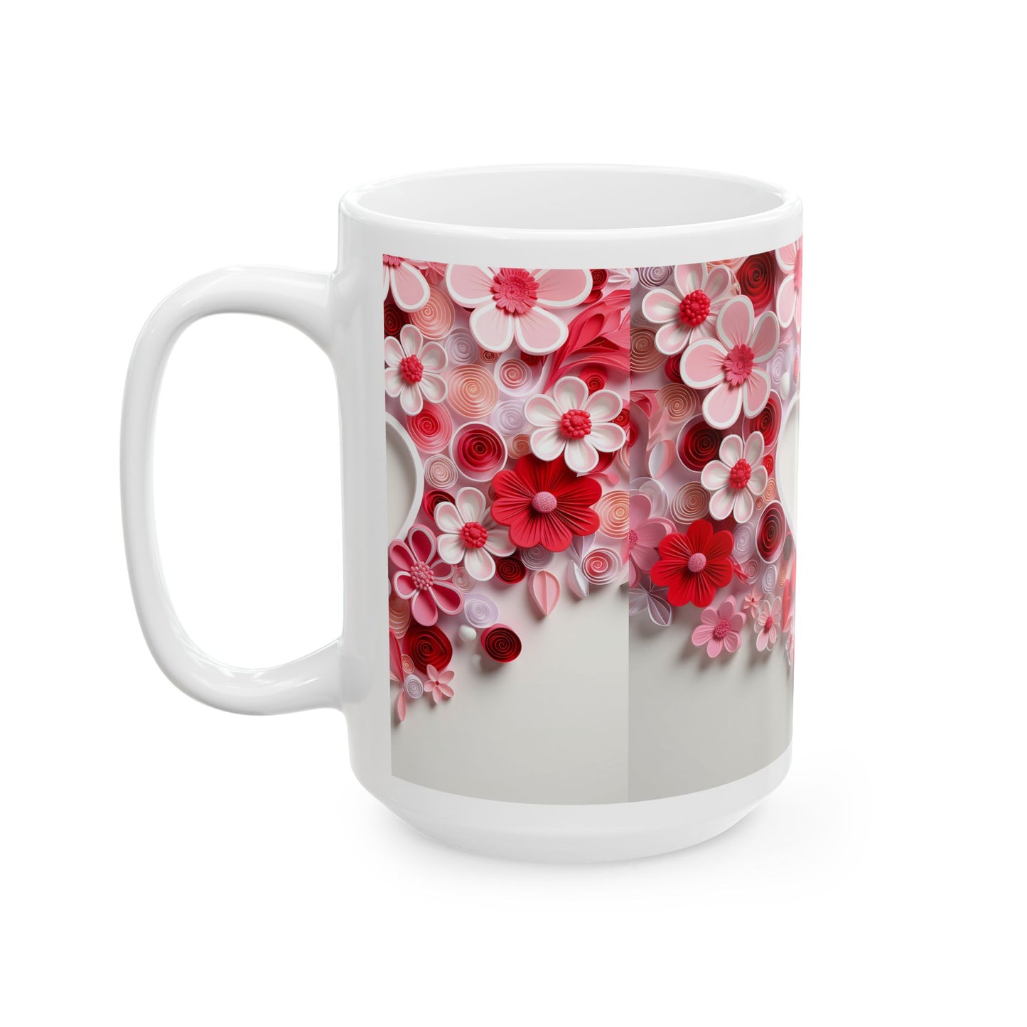 Princess Grace  Romantic Floral Ceramic Mug  Heart Design, Perfect for Valentine's Day & Every Coffee Lover
