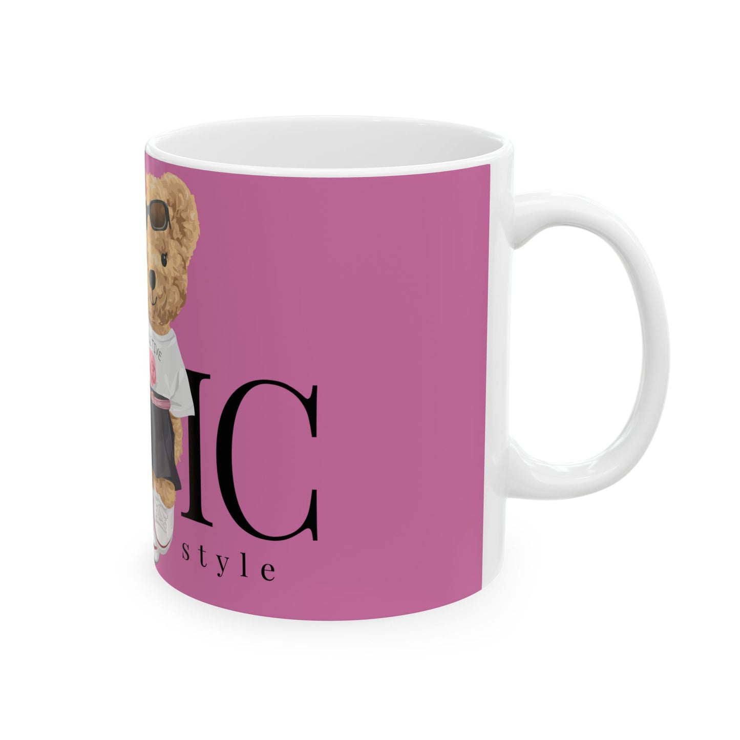 Princess Grace  Chic Positive Bear Ceramic Mug   Cute Coffee Cup for Animal Lovers