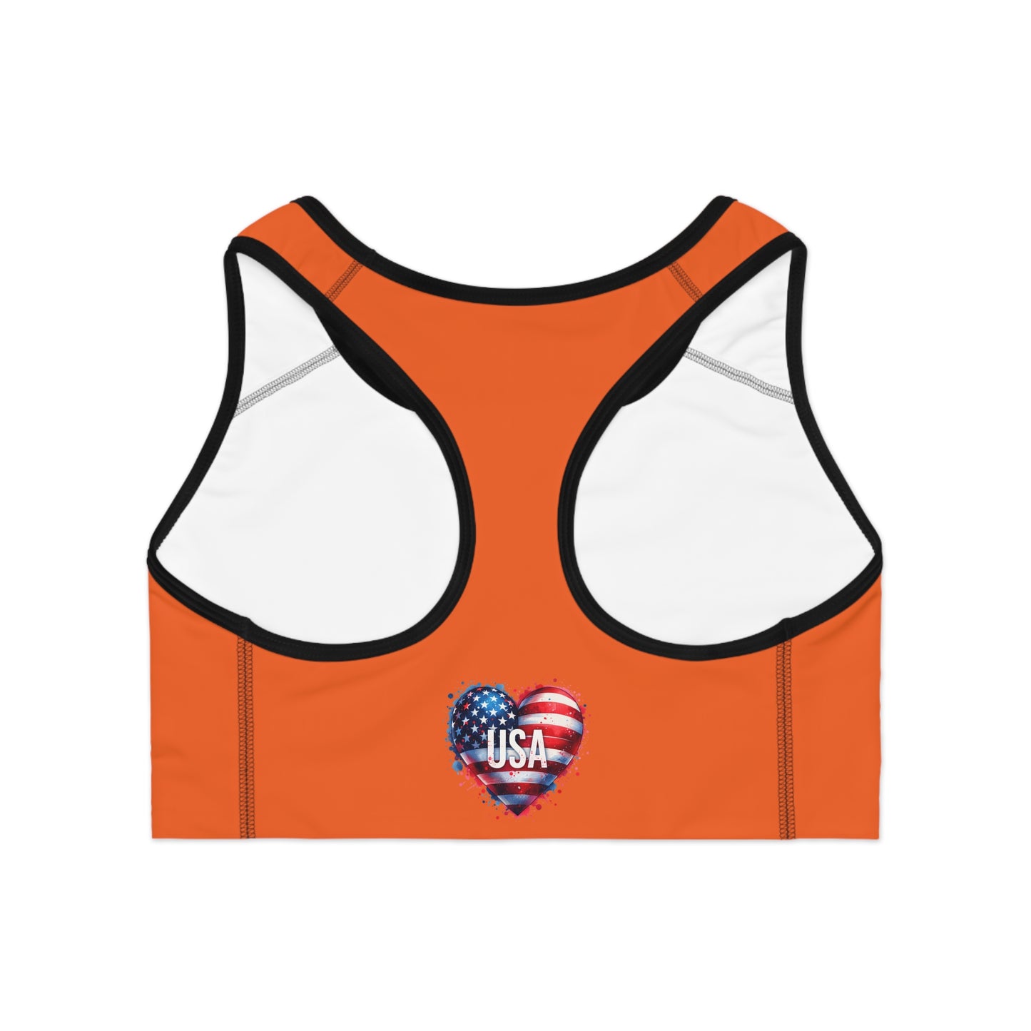 Princess Grace  USA Heart Patriotic Sports Bra  Perfect for Independence Day & Active Wear Lovers