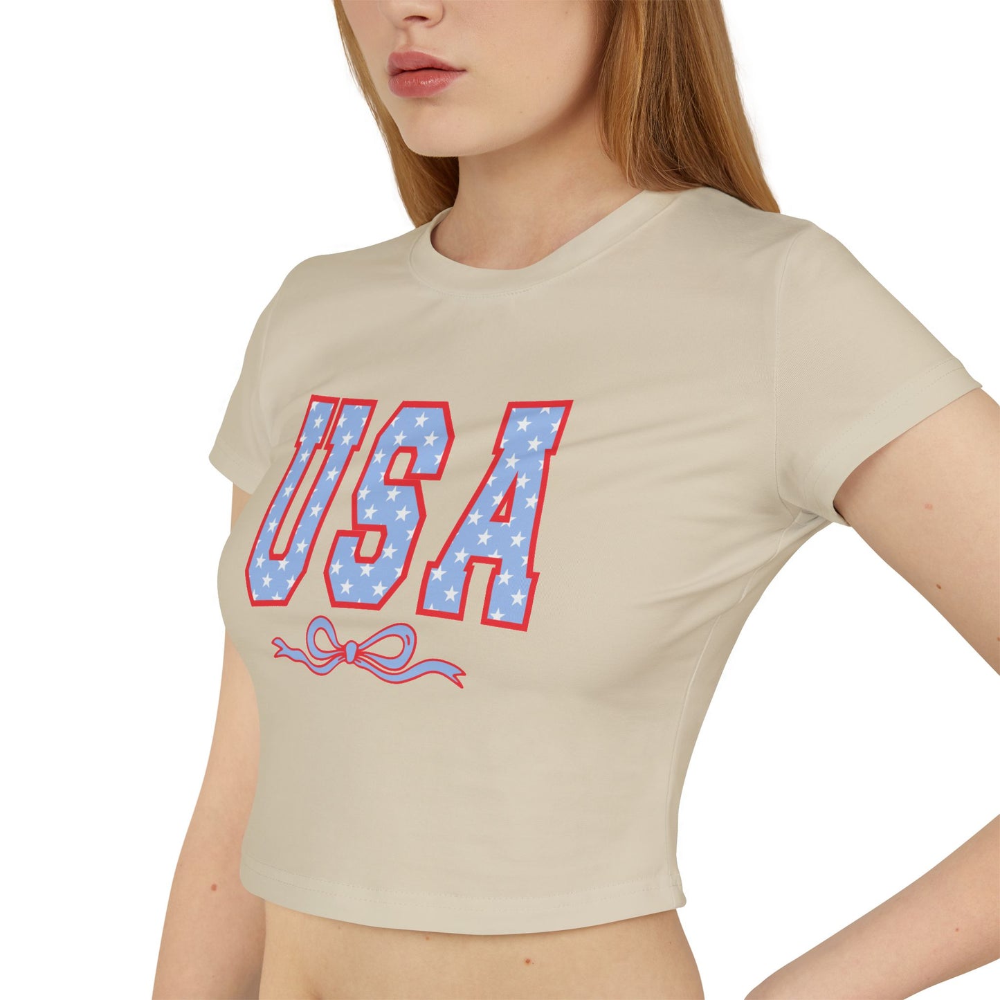 Princess Grace  USA Stars & Stripes Women's Baby Tee Perfect for Independence Day & Casual Wear