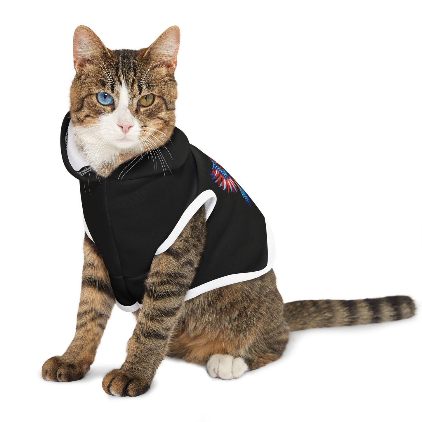 Princess Grace  Patriotic Eagle Pet Hoodie Stylish Black Dog Sweater for Independence Day & Year Round Wear