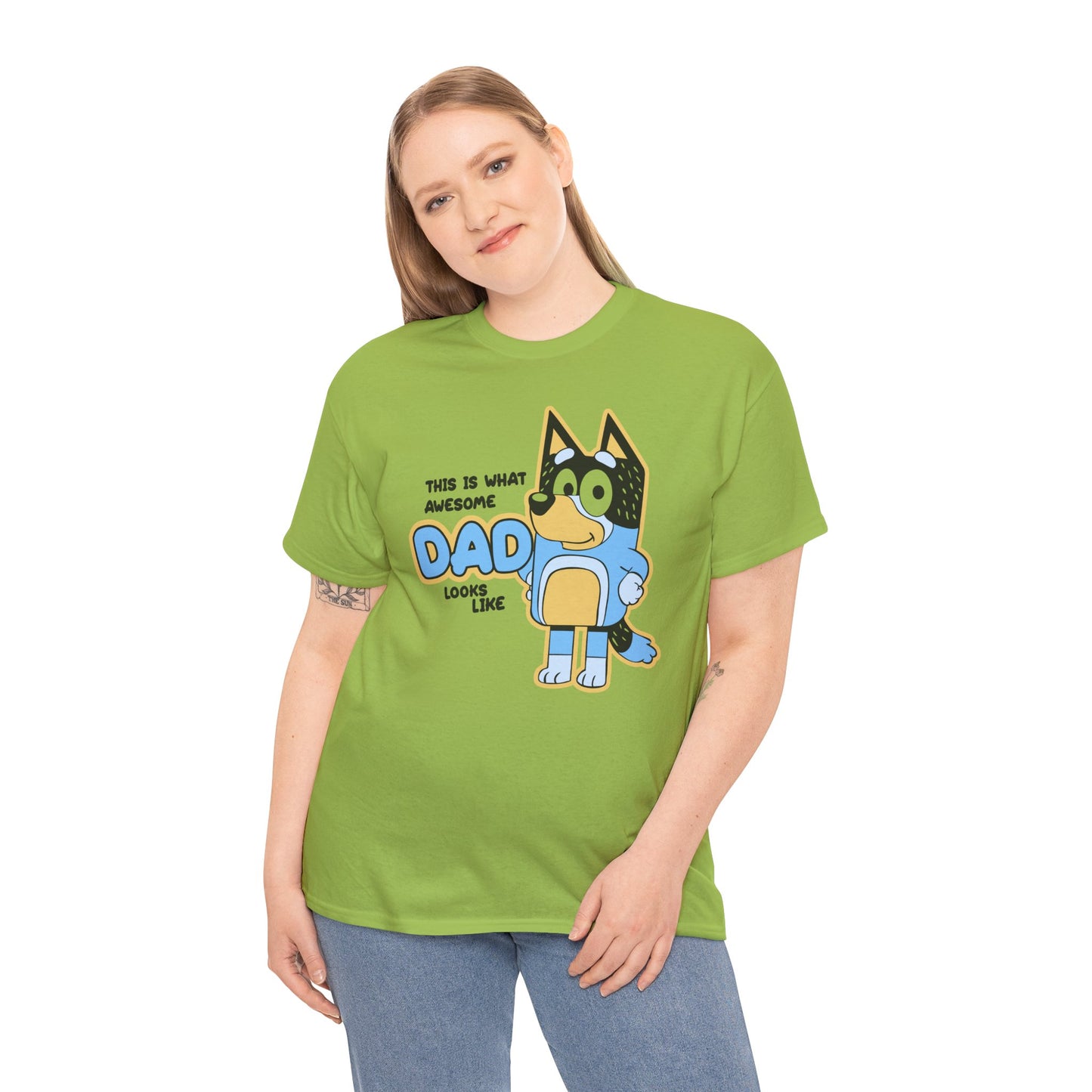 Princess Grace  Bluey  Awesome Dad Unisex Heavy Cotton Tee  Funny Gift for Father's Day